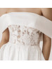 Off Shoulder Ivory Lace Satin Open Back Sweet Wedding Dress